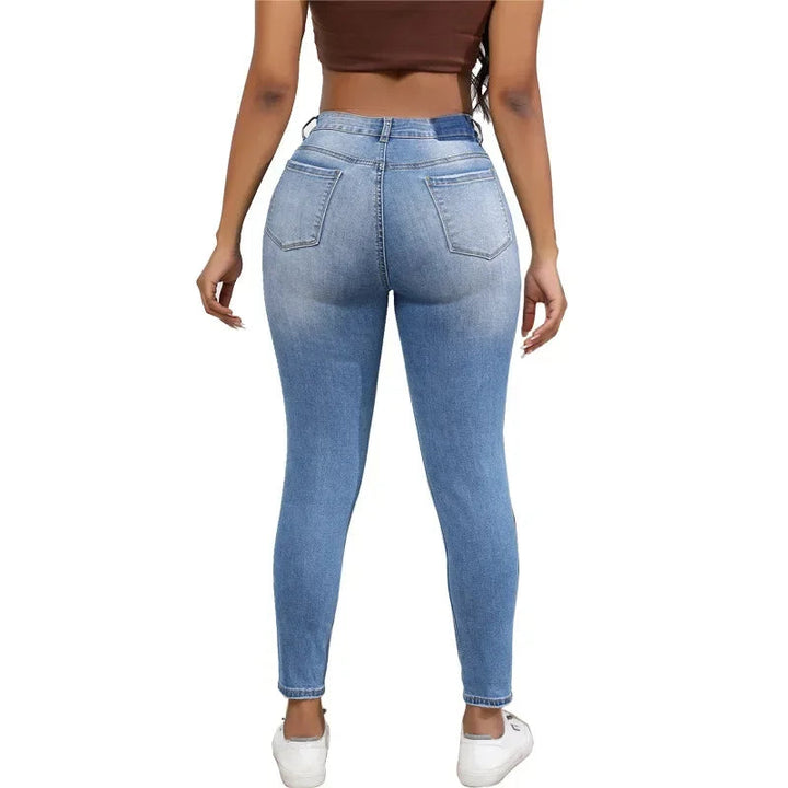 Chique en Slim Fit geripte jeans voor vrouwen met casual stijl en uniek ontwerp | Isa