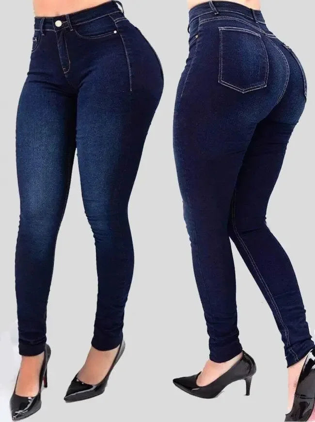 Flatteuze Hoge Taille Stretch Slim Fit Skinny Jeans voor Dames in Klassiek Denim | Tess