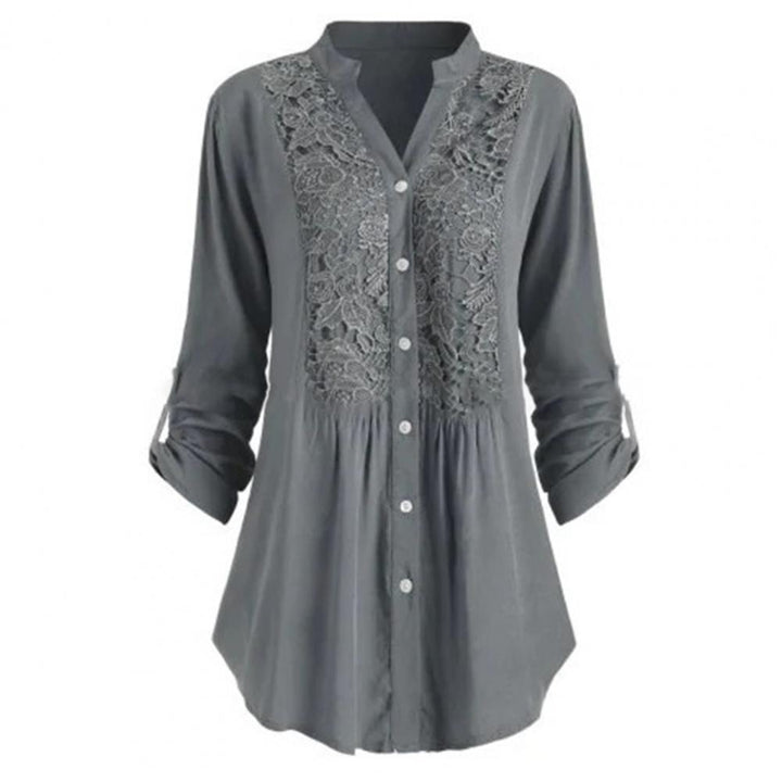 Casual lange blouse voor dames met elegante pofmouwen en klassieke charme | Elif