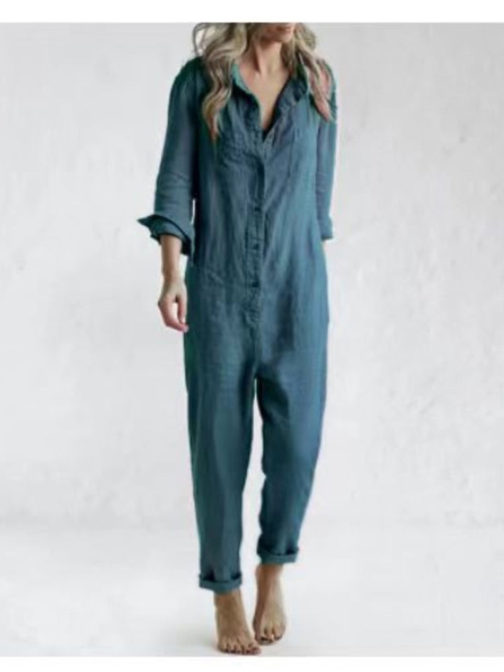 Chique en comfortabele jumpsuit met lange mouwen voor dames met zomerse elegantie | Lieke