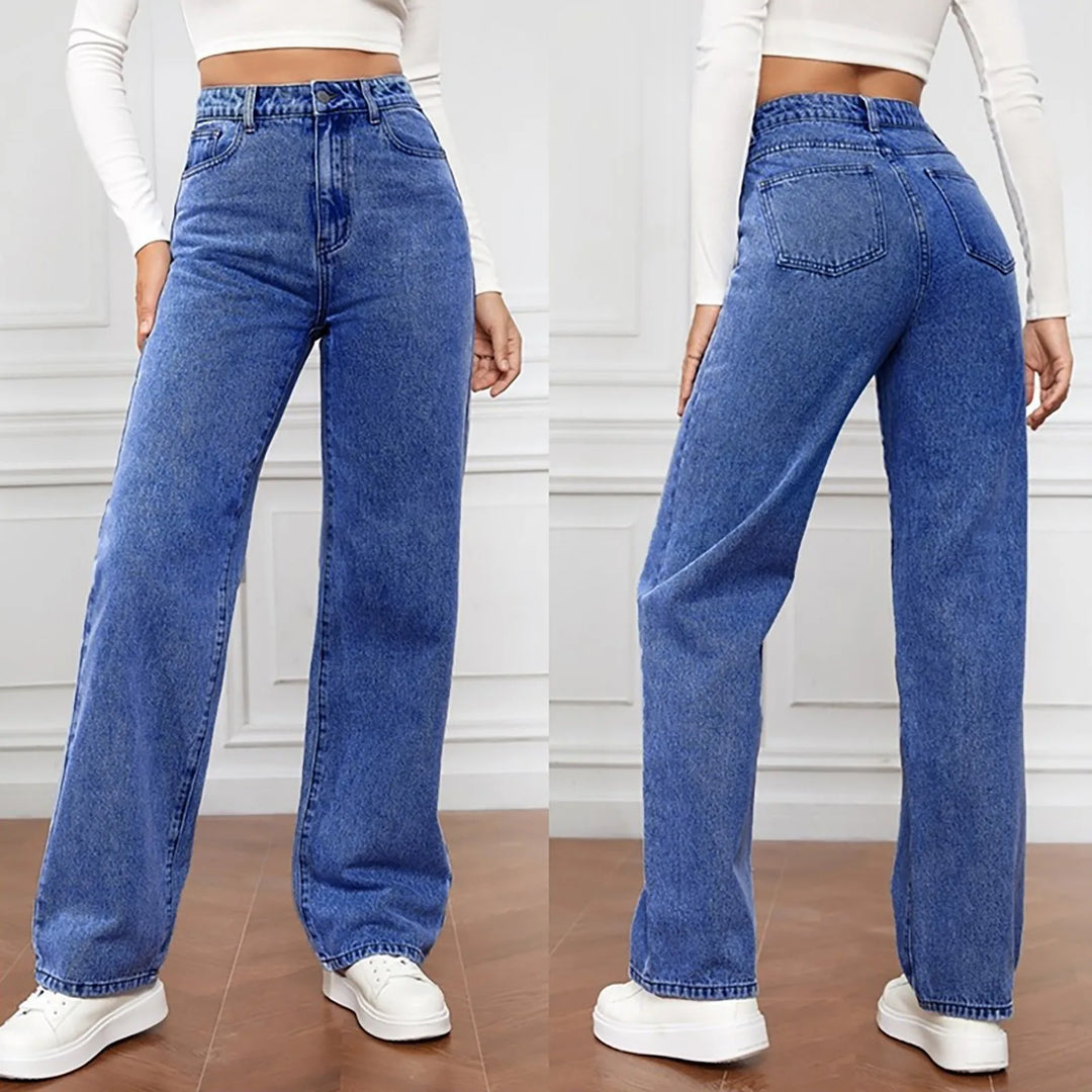 Casual Loose Fit Rechte Jeans voor dames in zachte Stretch denim en tijdloze stijl | Eline