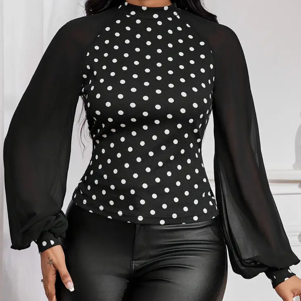 Elegante Polka Dot Blouse voor dames met verfijnde charme en moderne elegantie | Jasmijn