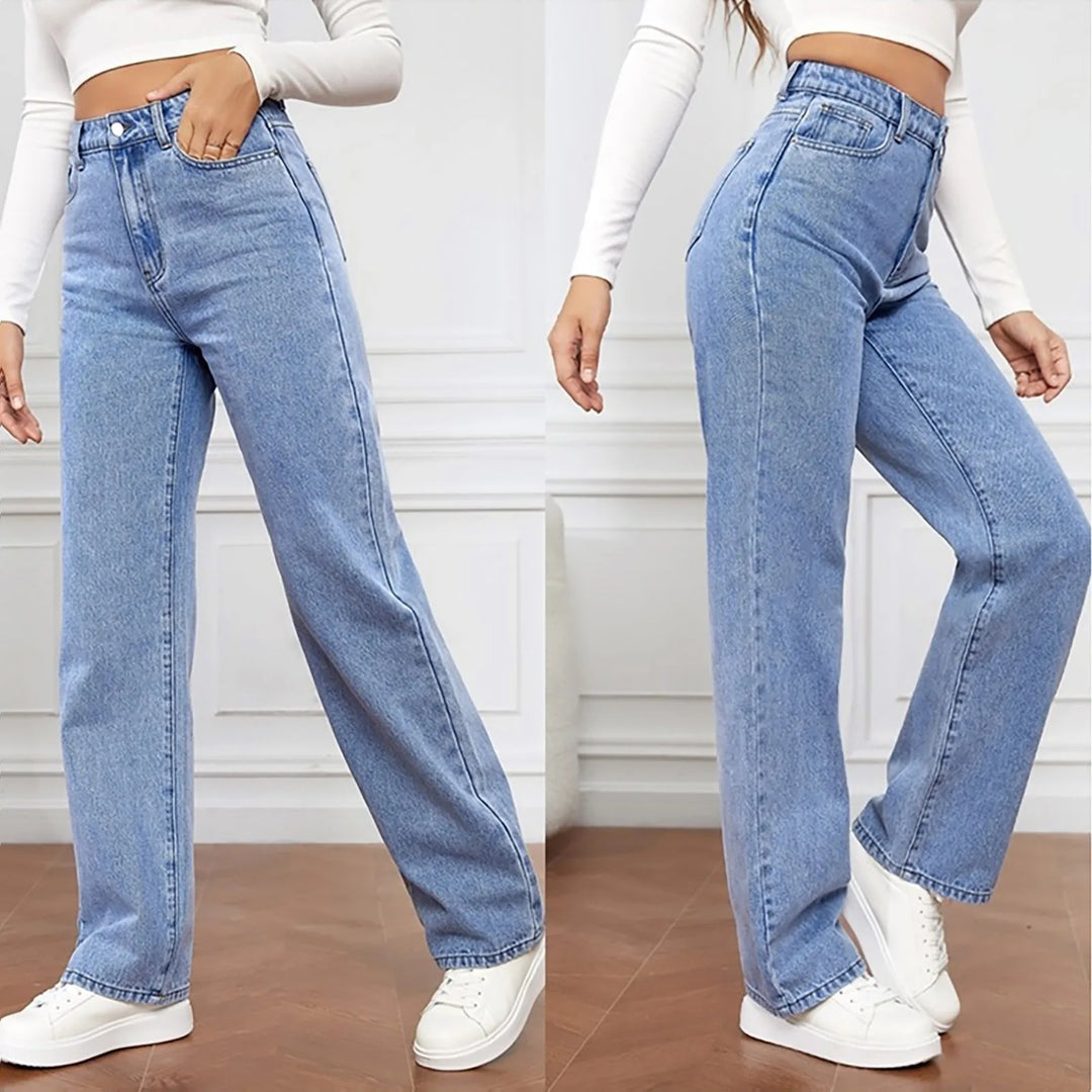 Casual Loose Fit Rechte Jeans voor dames in zachte Stretch denim en tijdloze stijl | Eline