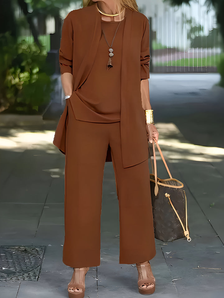 Moeiteloos elegante 3-delige set voor dames met flatterende pasvorm en knus comfort | Olivia
