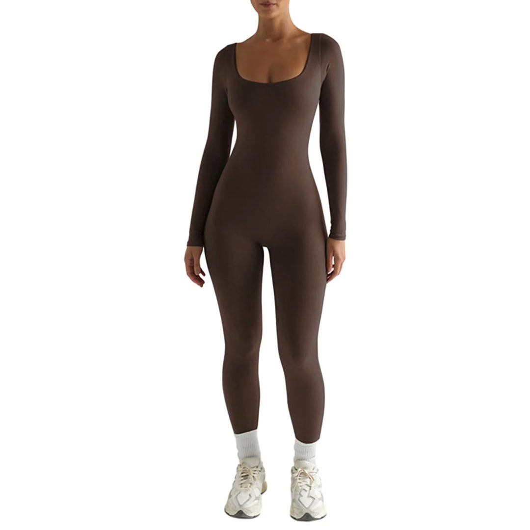 Stijlvolle en slanke yoga jumpsuit voor dames met lange mouwen en elastische pasvorm | Julia