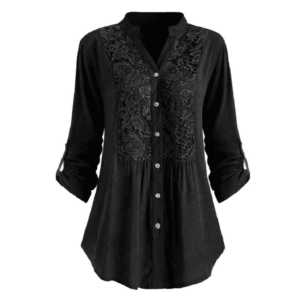 Casual lange blouse voor dames met elegante pofmouwen en klassieke charme | Elif