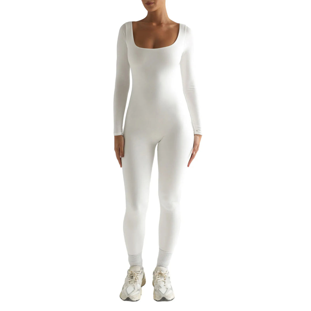 Stijlvolle en slanke yoga jumpsuit voor dames met lange mouwen en elastische pasvorm | Julia