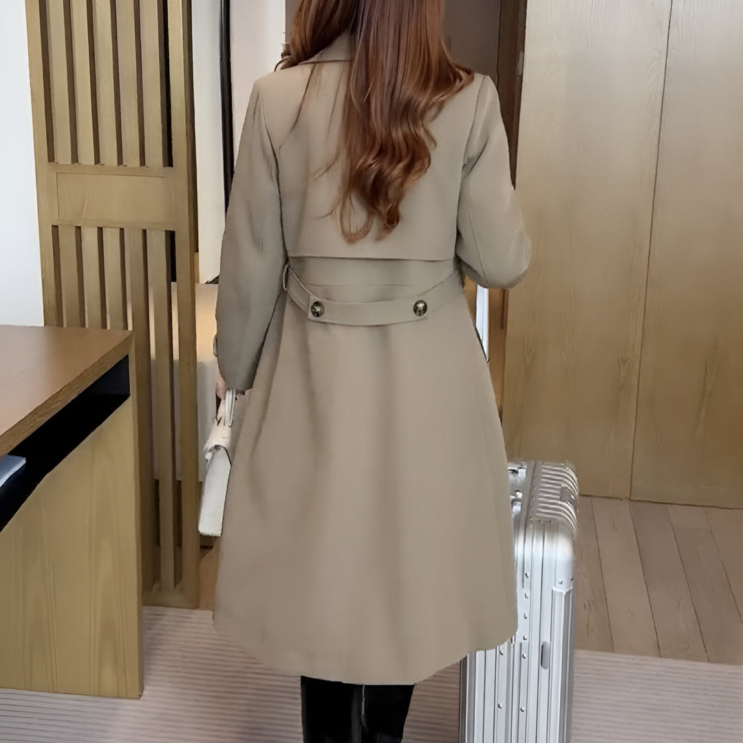 Premium wollen trenchcoat voor dames met verfijnde charme en tijdloze elegantie | Yasmin