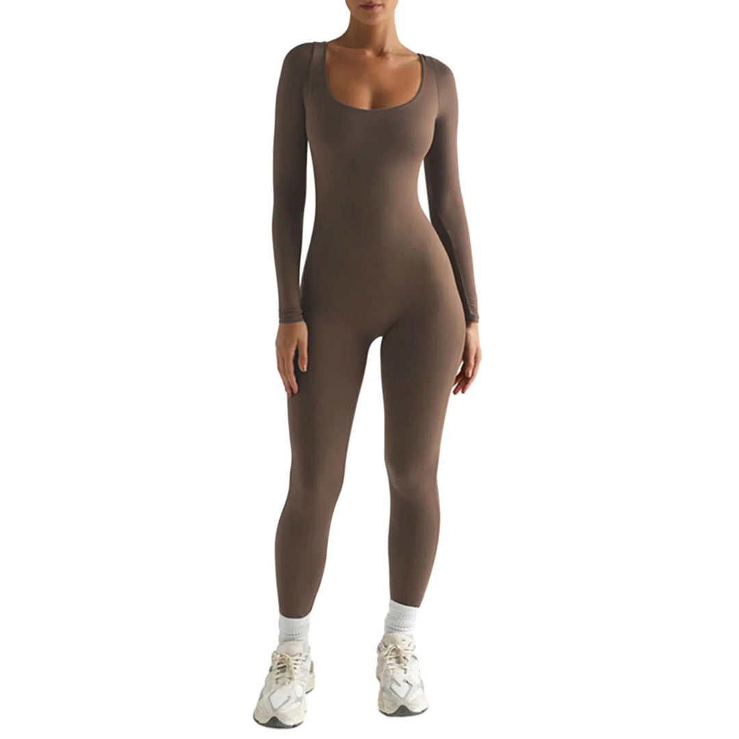 Stijlvolle en slanke yoga jumpsuit voor dames met lange mouwen en elastische pasvorm | Julia